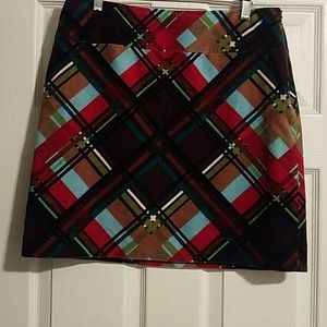 Etcetera brown plaid skirt